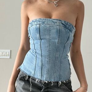 denim corset top from zara 
blue denim zip up corset 
worn once out